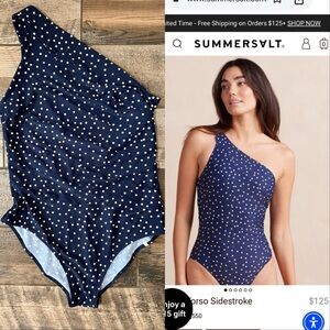 SUMMERSALT Sidestroke Swimsuit - Navy Polka Dot